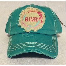 Blessed Embroidered Factory Distressed Mujer Hombre Baseball Cap Turquoise Hat  eb-36263344